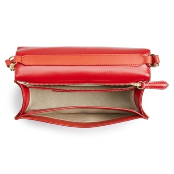 DVF Soiree Red Velvet Leather Top Handle Crossbody Shoulder Bag, NWOT - Picture 6 of 13